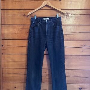 Abercrombie & Fitch Black High-Rise Ankle Straight Jeans